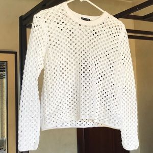 Theory Eyelet White Sweater Size Petite / LP